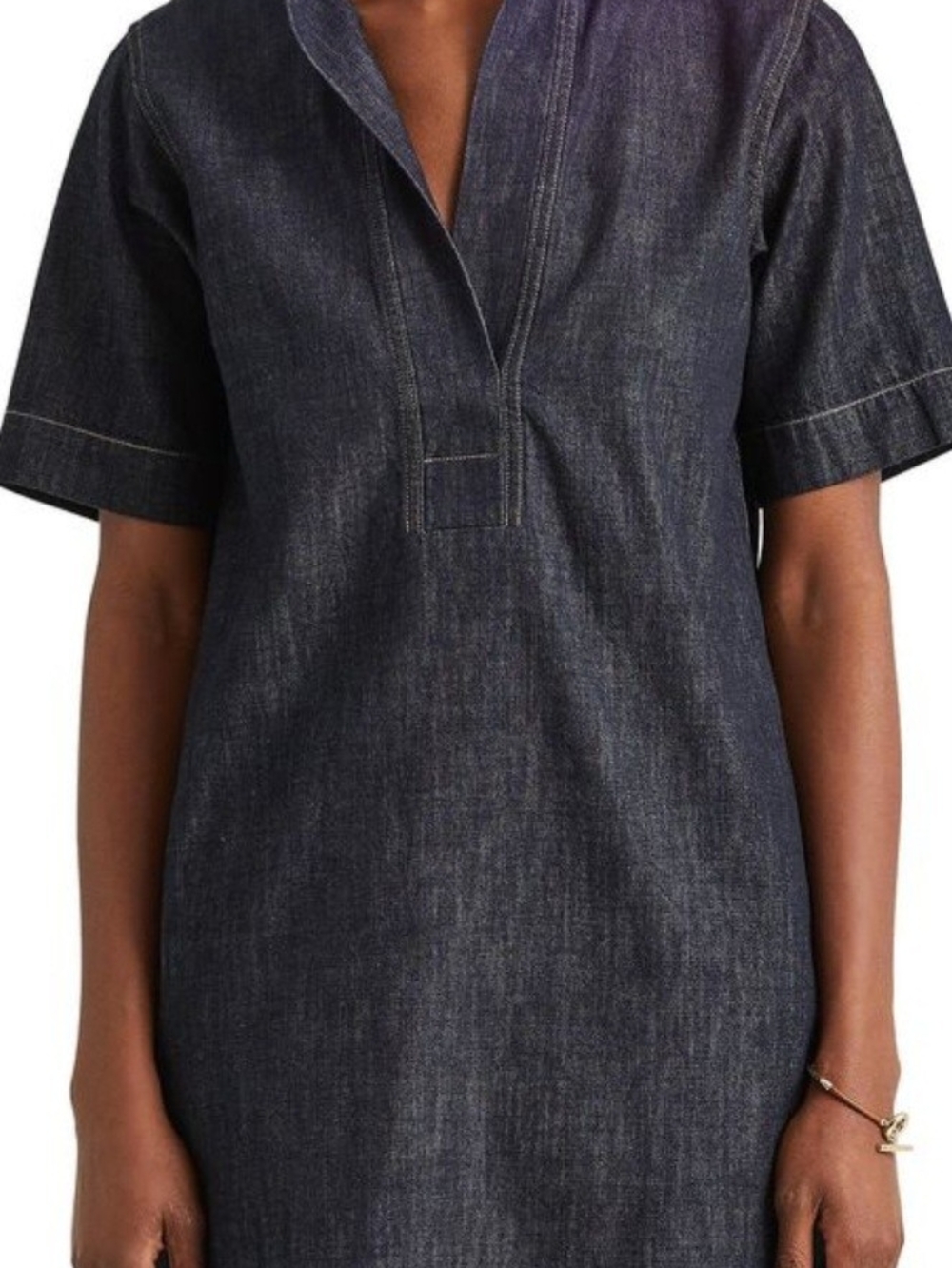 Lauren Ralph Lauren Shift Denim Dress Women Medium Dark Blue Minimalist NWOT